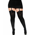 LEG AVENUE - CALZINI IN NYLON NERO CON FIOCCO NERO TAGLIA PLUS – Calzini