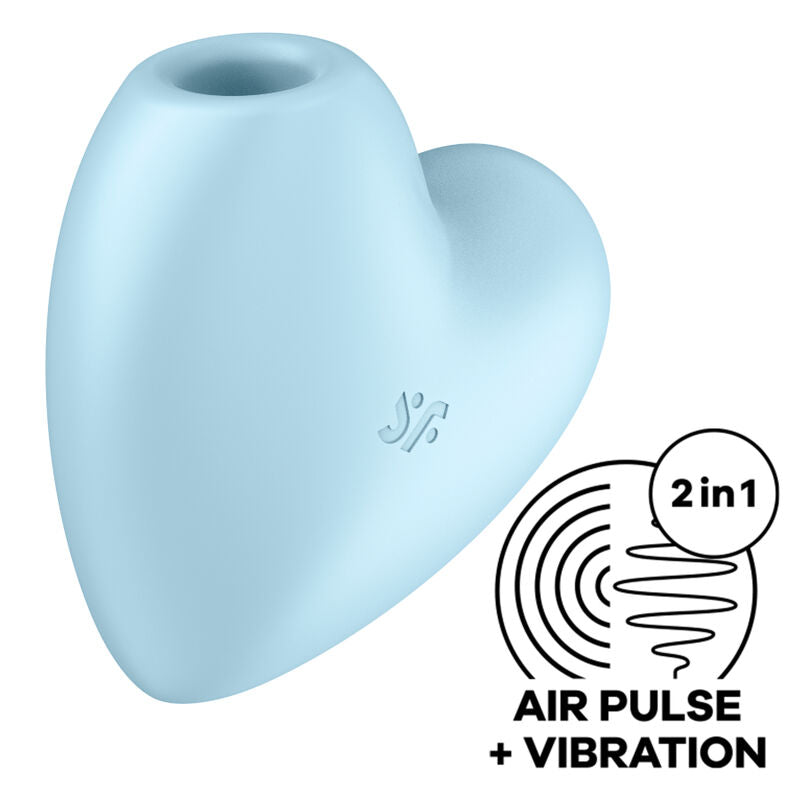 SATISFYER - CUTIE HEART STIMOLATORE E VIBRATORE A IMPULSI D'ARIA BLU – Stimolatore dell'aria nessuna vibrazione