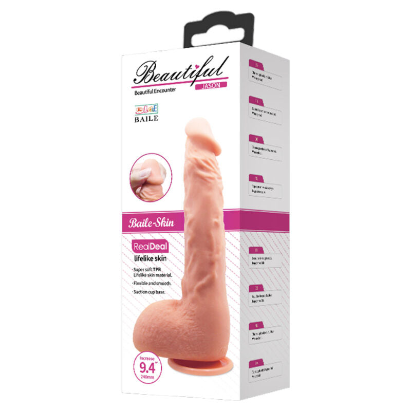 BAILE - DILDO REALISTICO JASON NATURALE 24 CM – Peni realistici – foto 4