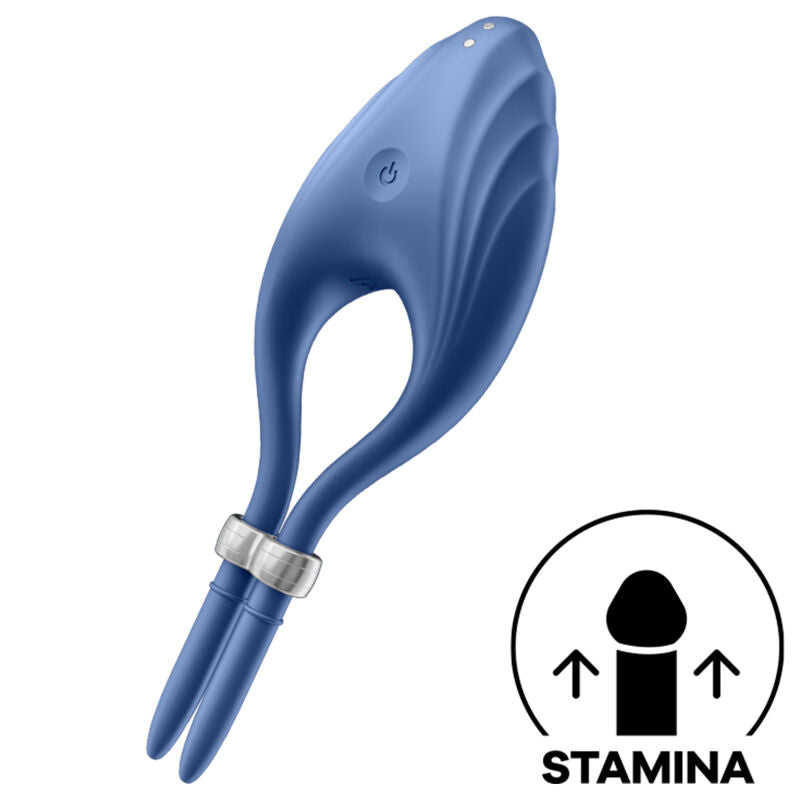 SATISFYER - ANELLO VIBRATORE DUELIST BLU – Cockring con vibrazione