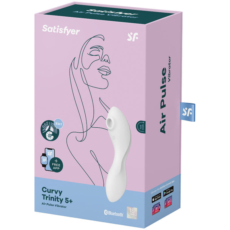 SATISFYER - STIMOLATORE A E VIBRATORE CURVY TRINITY 5 BIANCO – Vibratori con APP – foto 4