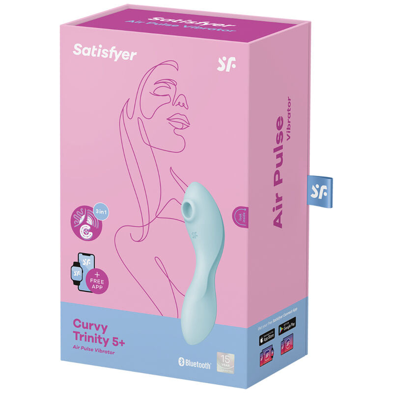 SATISFYER - STIMOLATORE E VIBRATORE CURVY TRINITY 5 AIR PULSE BLU – Vibratori con APP – foto 4