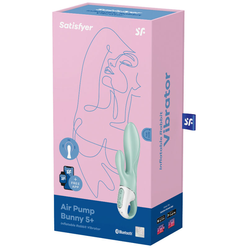 SATISFYER - APP VIBRATORE GONFIABILE CONIGLIO AIR PUMP BUNNY 5+ VERDE – Vibratori con APP – foto 4