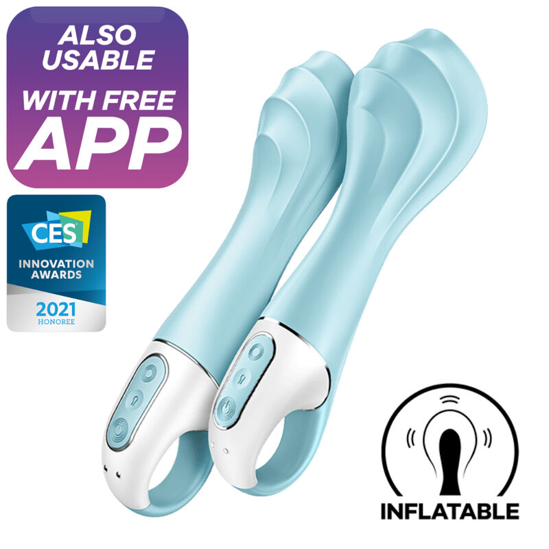 SATISFYER - VIBRATORE AIR PUMP 5+ VIBRATORE GONFIABILE G-SPOT BLU – Vibratori con APP – foto 2