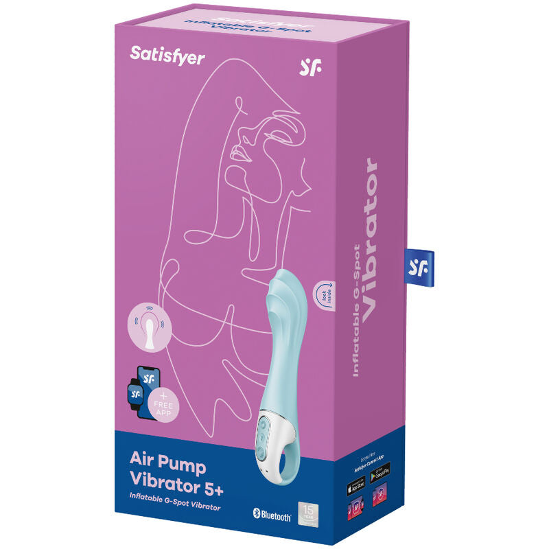 SATISFYER - VIBRATORE AIR PUMP 5+ VIBRATORE GONFIABILE G-SPOT BLU – Vibratori con APP – foto 4
