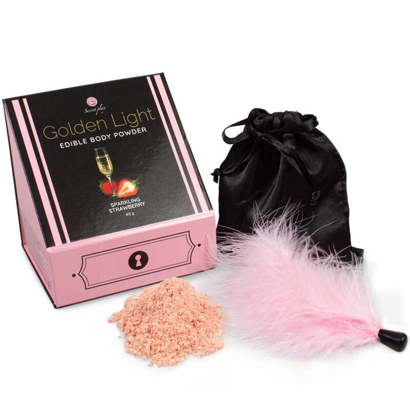 SECRETPLAY - KIT LUCE DORATA POLVERE E PIUMA ALIMENTARE FRIZZANTE ALLA FRAGOLA – Polveri commestibili