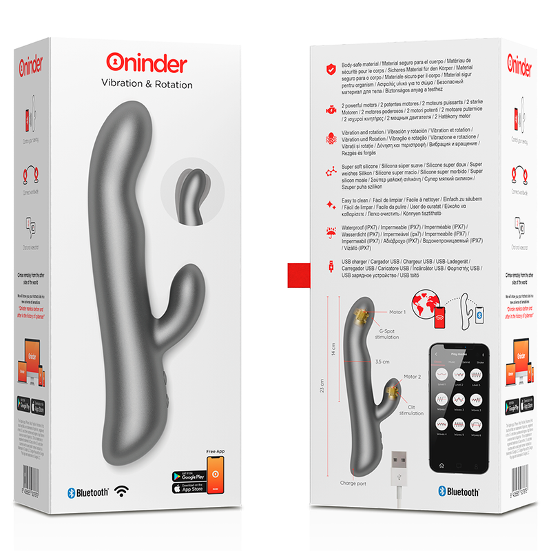 ONINDER - VIBRAZIONE E ROTAZIONE OSLO NERO - APP GRATUITA – Vibratori con APP – foto 7
