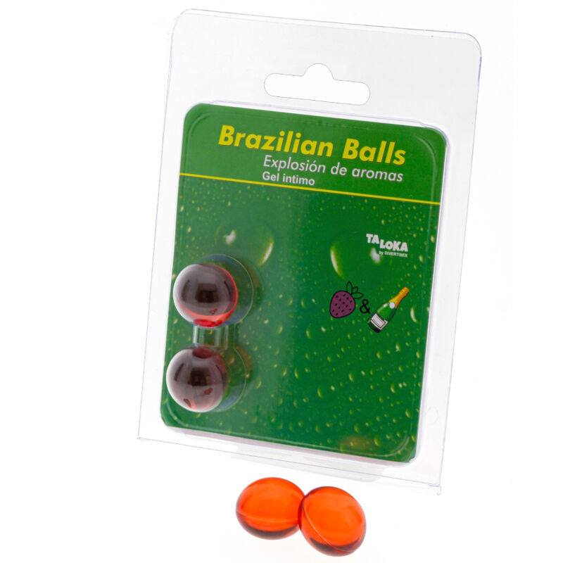 TALOKA - 2 SFERE BRASILIANE GEL INTIMO FRAGOLE E CHAMPAGNE – Palle brasiliane – foto 2