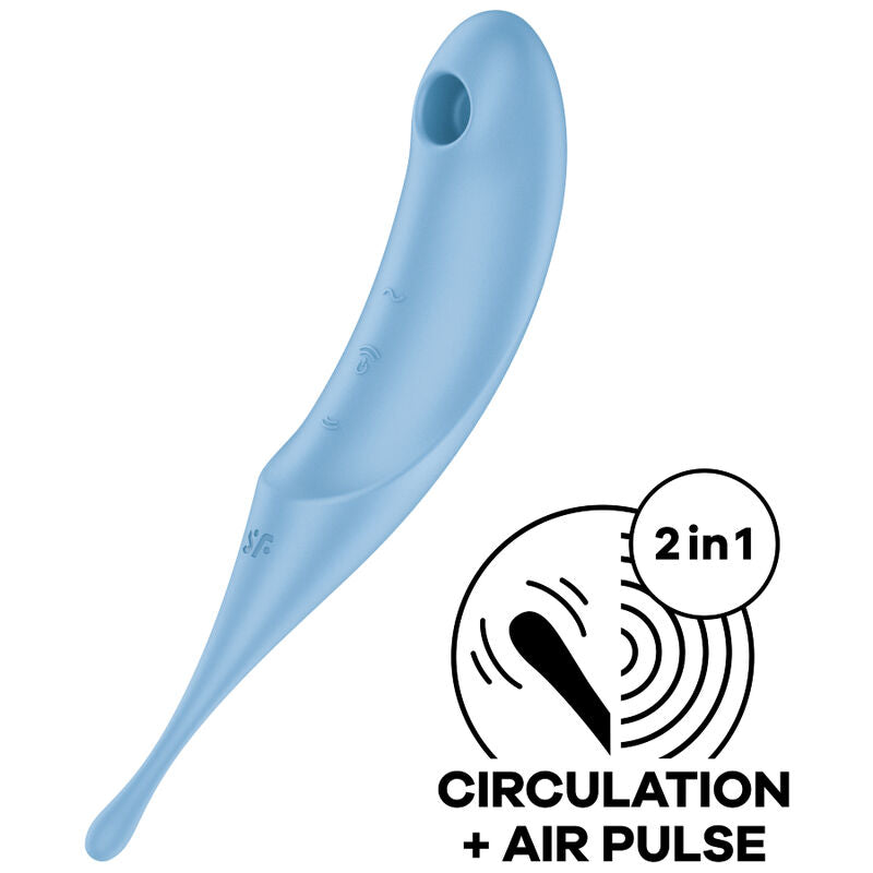 SATISFYER - STIMOLATORE E VIBRATORE TWIRLING PRO AIR PULSE BLU – Stimolatore dell'aria nessuna vibrazione