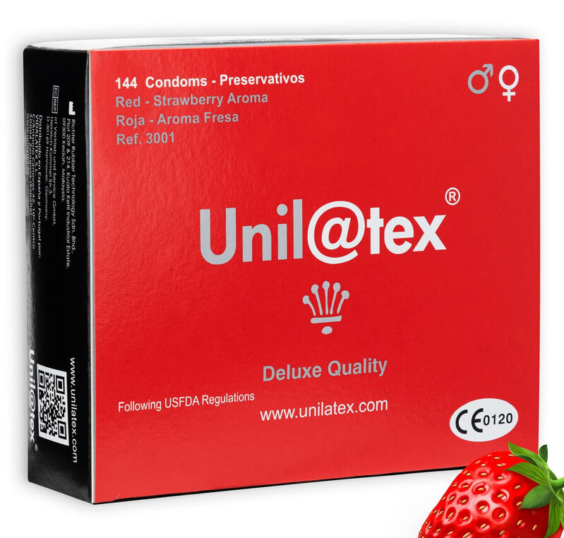 UNILATEX - CONSERVANTI UNILATEX ROSSO / FRAGOLA 144 UNITÀ – Profumo