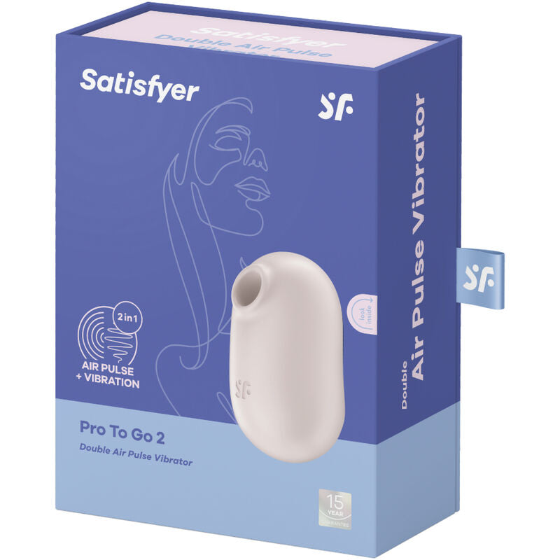SATISFYER - PRO TO GO 2 DOPPIO STIMOLATORE E VIBRATORE BEIGE – Stimolatore dell'aria nessuna vibrazione – foto 5