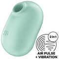 SATISFYER - PRO TO GO 2 DOPPIO STIMOLATORE E VIBRATORE VERDE – Stimolatore dell'aria nessuna vibrazione