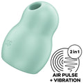 SATISFYER - PRO TO GO 1 DOPPIO STIMOLATORE E VIBRATORE VERDE – Stimolatore dell'aria nessuna vibrazione