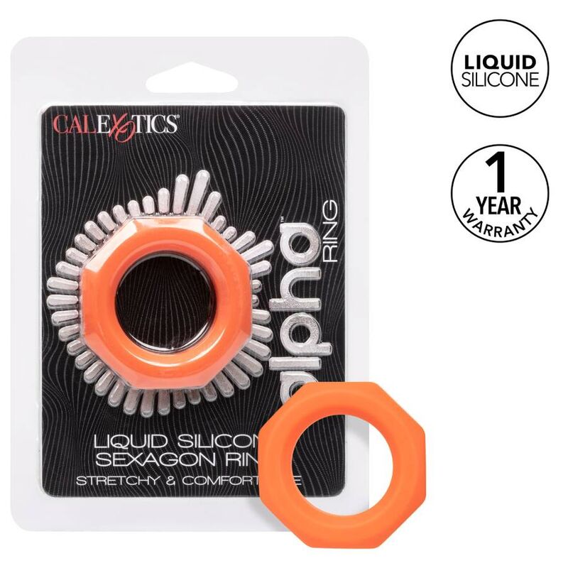 CALEXOTICS - ANELLO ALPHA SEXAGON ARANCIONE – Cockring senza vibrazione – foto 3