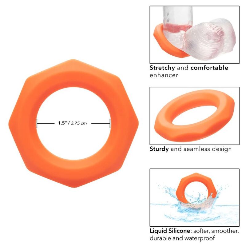 CALEXOTICS - ANELLO ALPHA SEXAGON ARANCIONE – Cockring senza vibrazione – foto 4