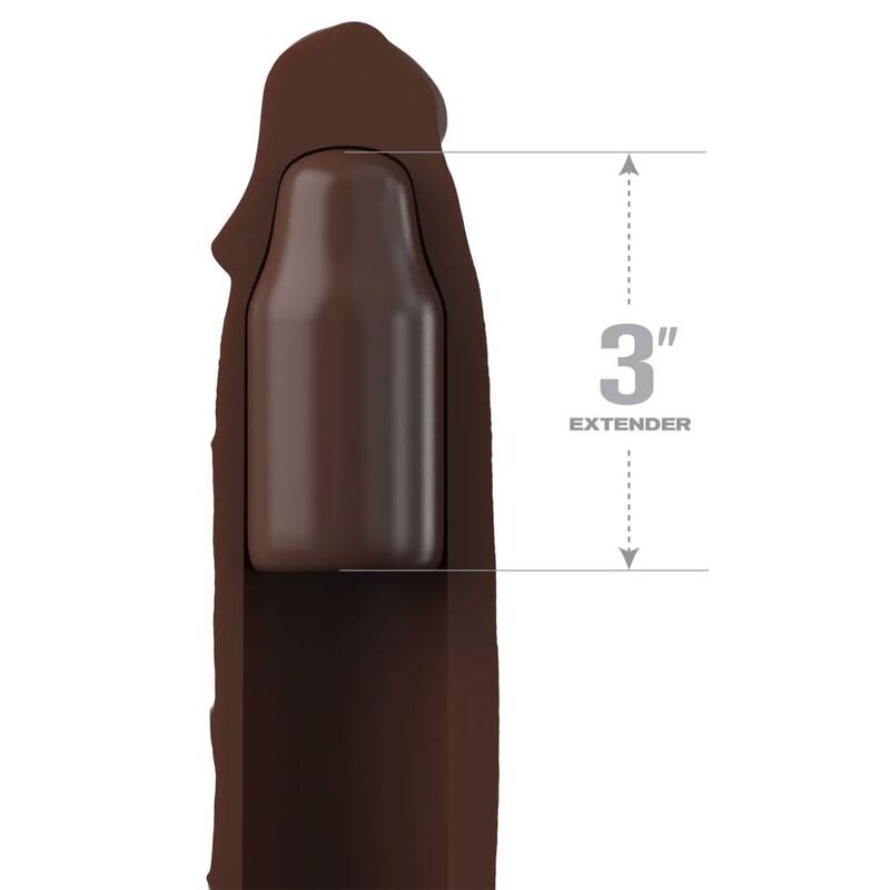FANTASY X- TENSIONS - PIPEDREAMS ESTENSIONE CON CINTURINO 17,78 CM MARRONE – Copri pene con estensione – foto 3
