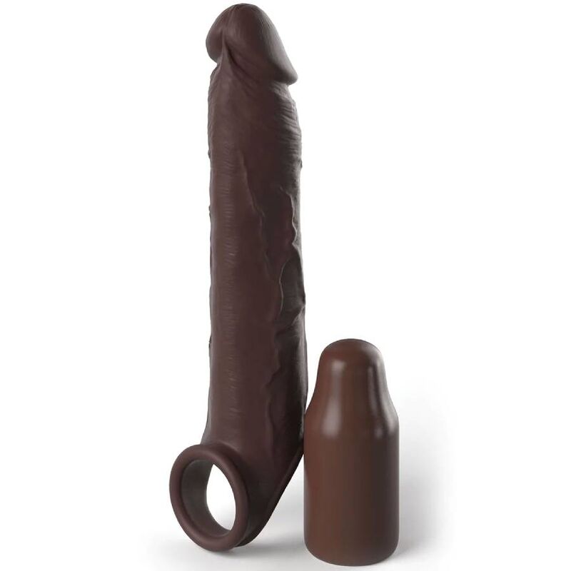 FANTASY X- TENSIONS - PIPEDREAMS ESTENSIONE CON CINTURINO 17,78 CM MARRONE – Copri pene con estensione – foto 2