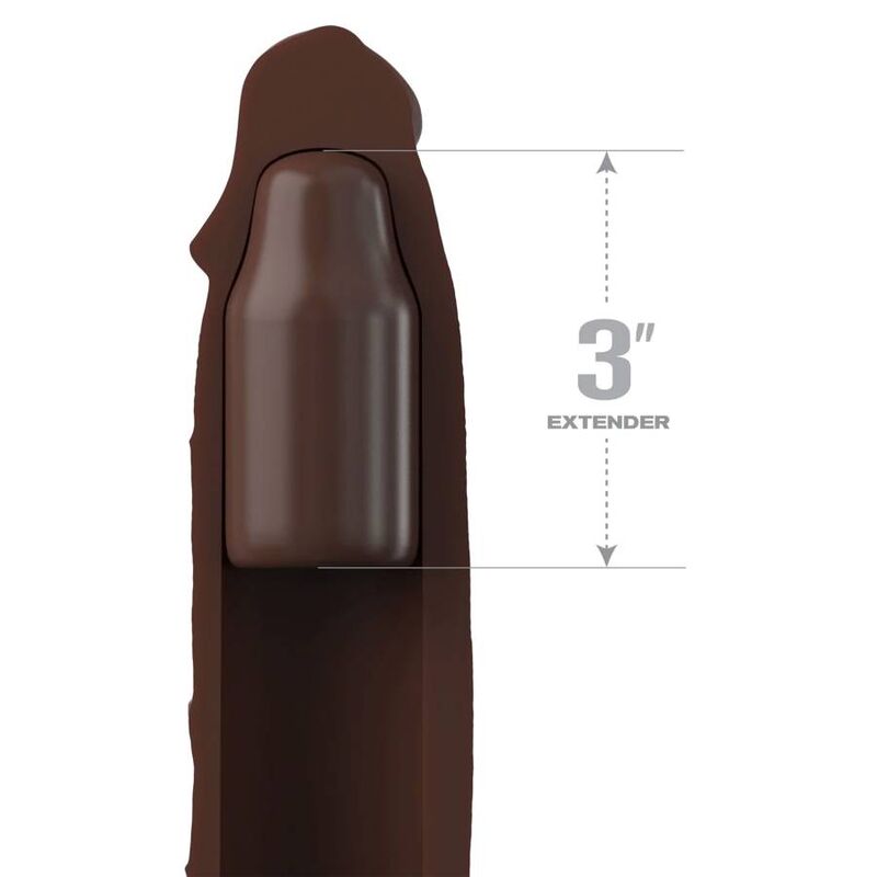 FANTASY X- TENSIONS - PIPEDREAMS SLEEVE 22,86 CM + 7,62 CM PLUG BROWN – Copri pene con estensione – foto 3