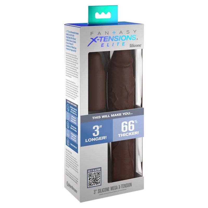 FANTASY X- TENSIONS - PIPEDREAMS SLEEVE 22,86 CM + 7,62 CM PLUG BROWN – Copri pene con estensione
