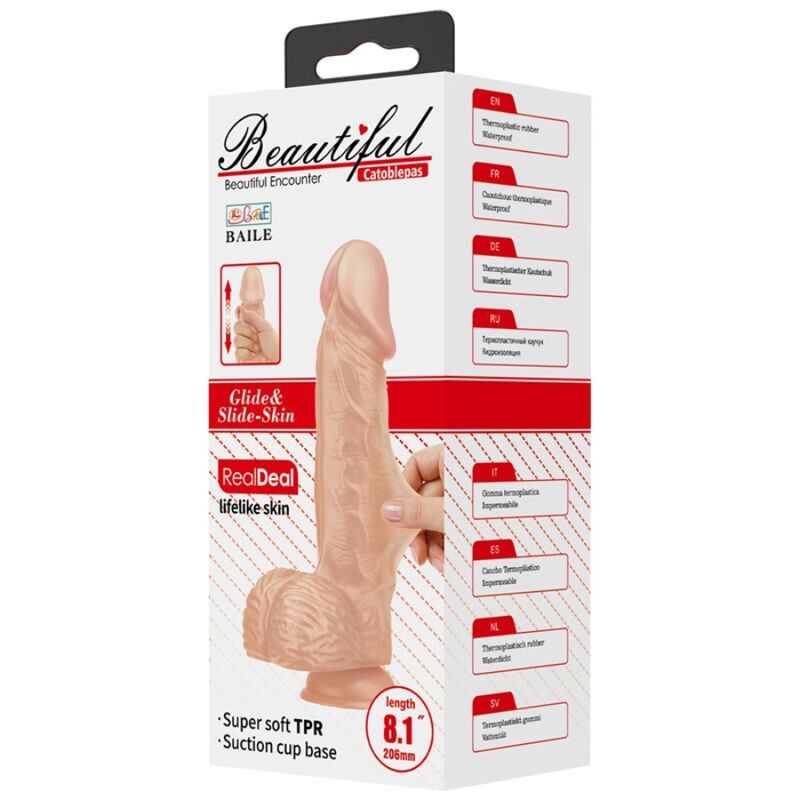 BAILE - BELLISSIMO INCONTRO CATOBLEPAS DILDO REALISTICO FLESSIBILE 20.6 CM NATURALE – Falli senza vibrazioni – foto 7