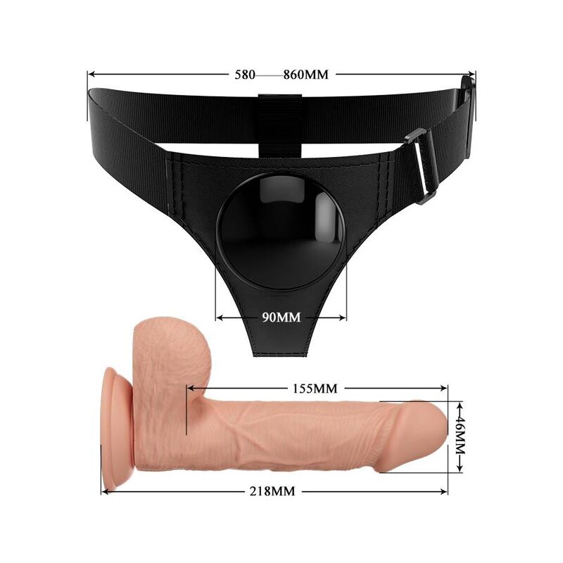 PRETTY LOVE - IMBRAGATURA SLIP UNIVERSALE CON DILDO JERRY 21.8 CM NATURALE – Imbracature senza vibrazioni – foto 6