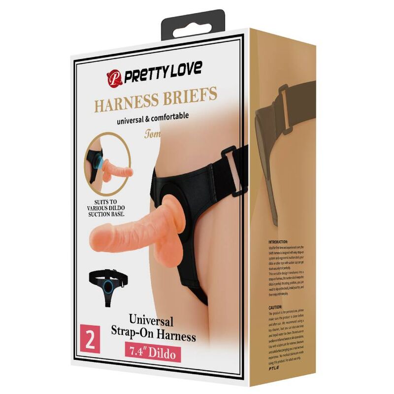 PRETTY LOVE - IMBRAGATURA SLIP UNIVERSALE CON DILDO TOM 20 CM NATURALE – Imbracature senza vibrazioni – foto 10