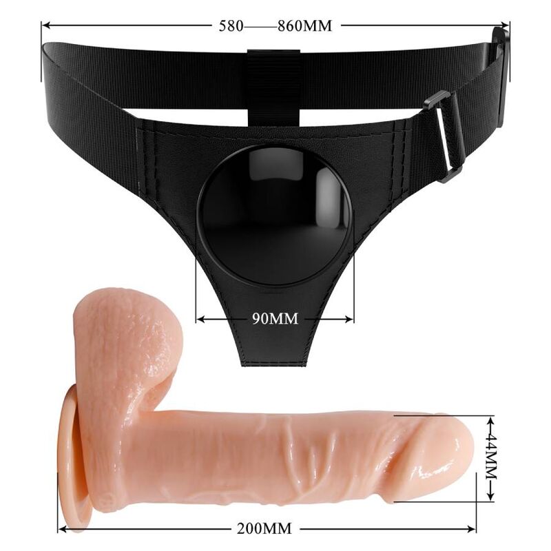 PRETTY LOVE - IMBRAGATURA SLIP UNIVERSALE CON DILDO TOM 20 CM NATURALE – Imbracature senza vibrazioni – foto 6