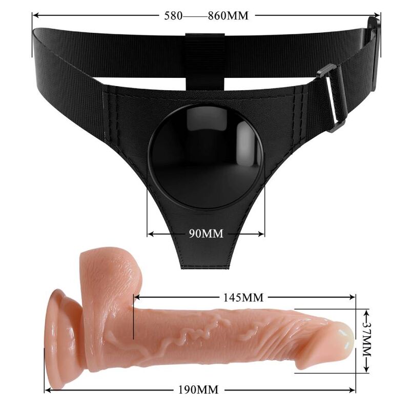PRETTY LOVE - IMBRAGATURA SLIP UNIVERSALE CON DILDO KEVIN 19 CM NATURALE – Imbracature senza vibrazioni – foto 6