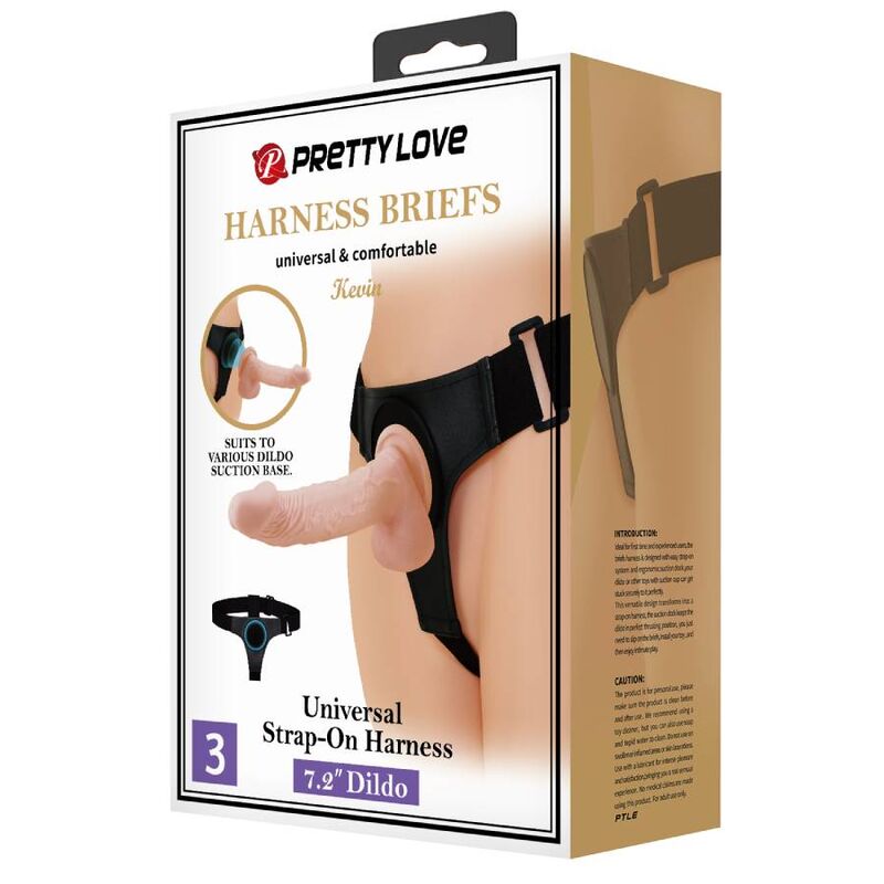 PRETTY LOVE - IMBRAGATURA SLIP UNIVERSALE CON DILDO KEVIN 19 CM NATURALE – Imbracature senza vibrazioni – foto 9