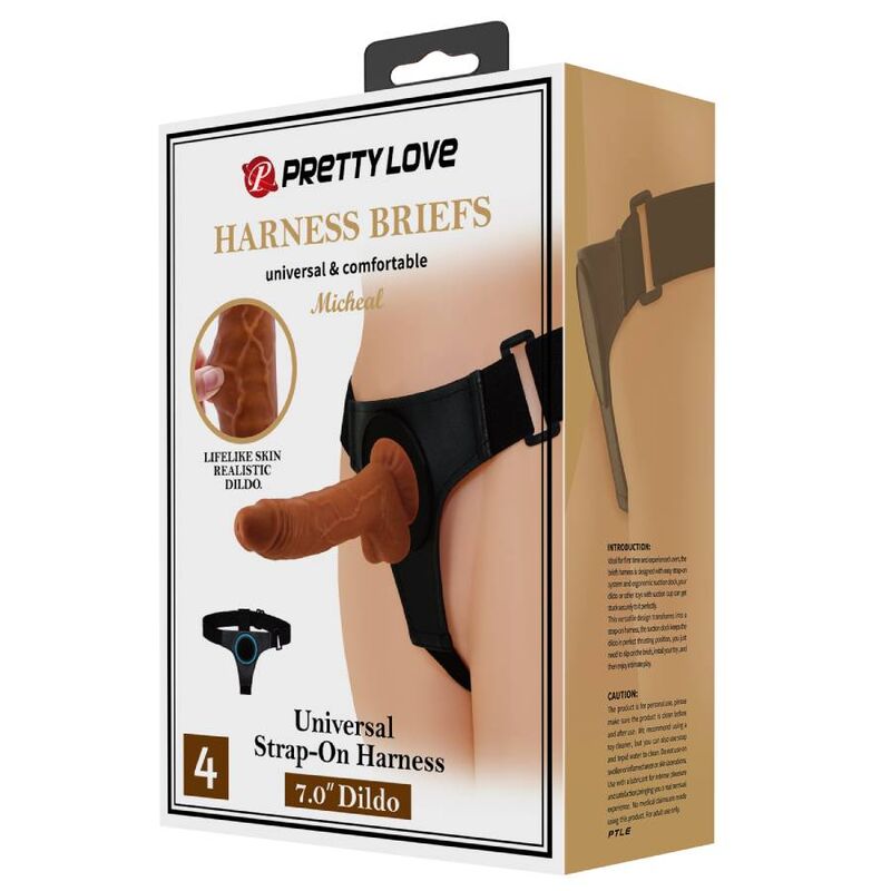 PRETTY LOVE - IMBRAGATURA SLIP UNIVERSALE IMBRAGATURA CON DILDO MICHEAL 20 CM NERO – Imbracature senza vibrazioni – foto 10