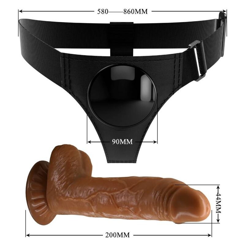 PRETTY LOVE - IMBRAGATURA SLIP UNIVERSALE IMBRAGATURA CON DILDO MICHEAL 20 CM NERO – Imbracature senza vibrazioni – foto 6
