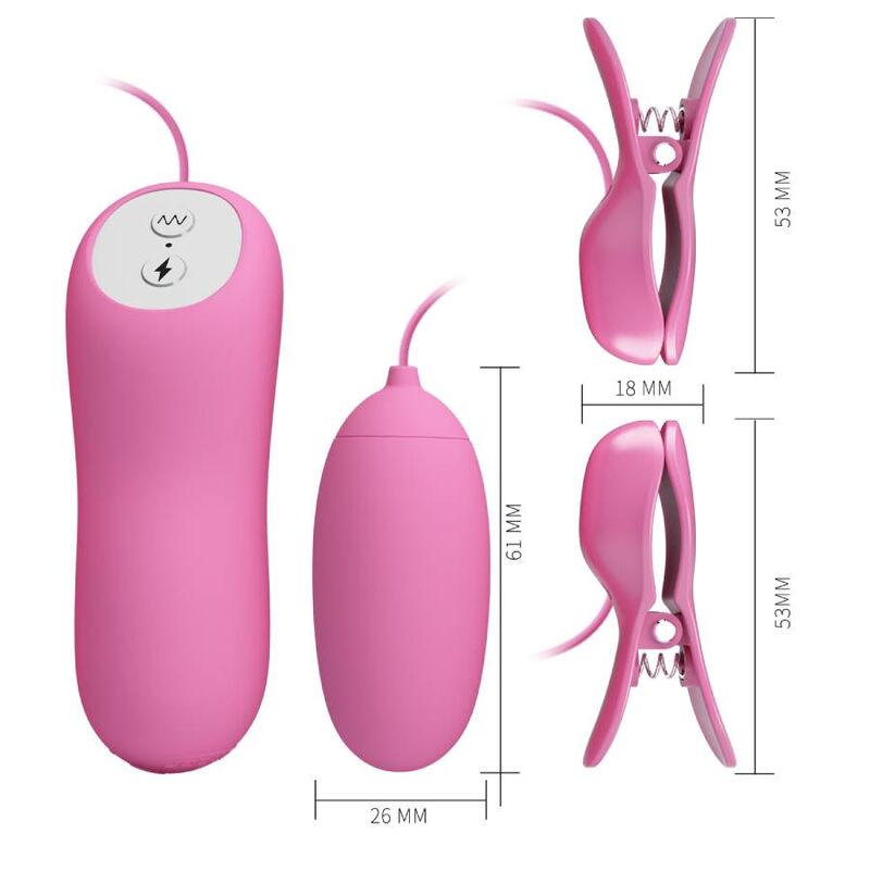 PRETTY LOVE - PINZETTA CON VIBRAZIONE ED ELETTROSHOCK ROSA – Mini vibratori – foto 8