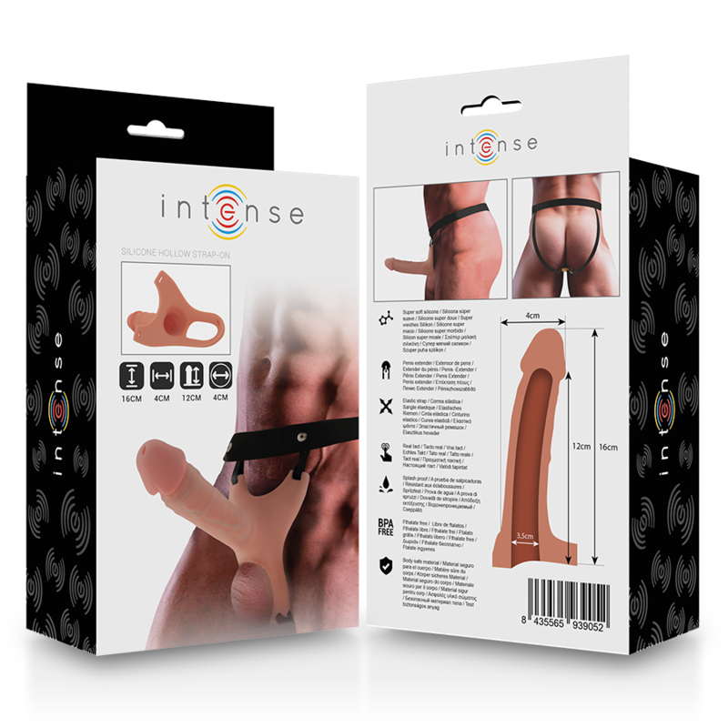 INTENSE - IMBRACATURA CAVA CON DILDO IN SILICONE 16 X 3,5 CM – Estensore del pene con imbracatura – foto 8