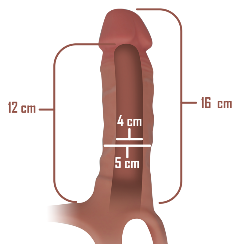 INTENSE - IMBRACATURA CAVA CON DILDO IN SILICONE 16 X 3,5 CM – Estensore del pene con imbracatura – foto 4