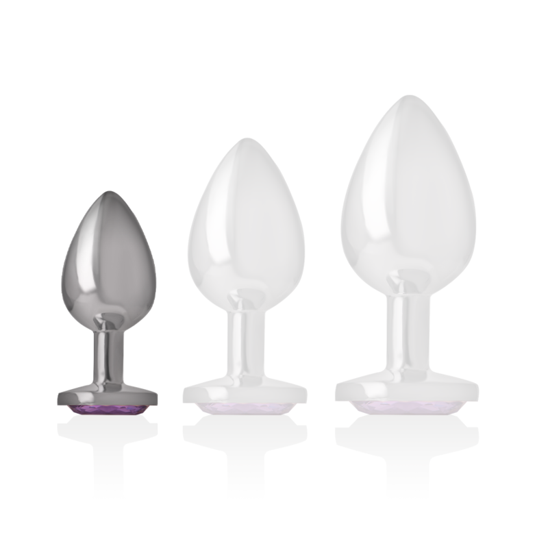 INTENSE - PLUG ANALE IN METALLO ALLUMINIO CON CRISTALLO VIOLA MISURA S – Tappi anali – foto 5