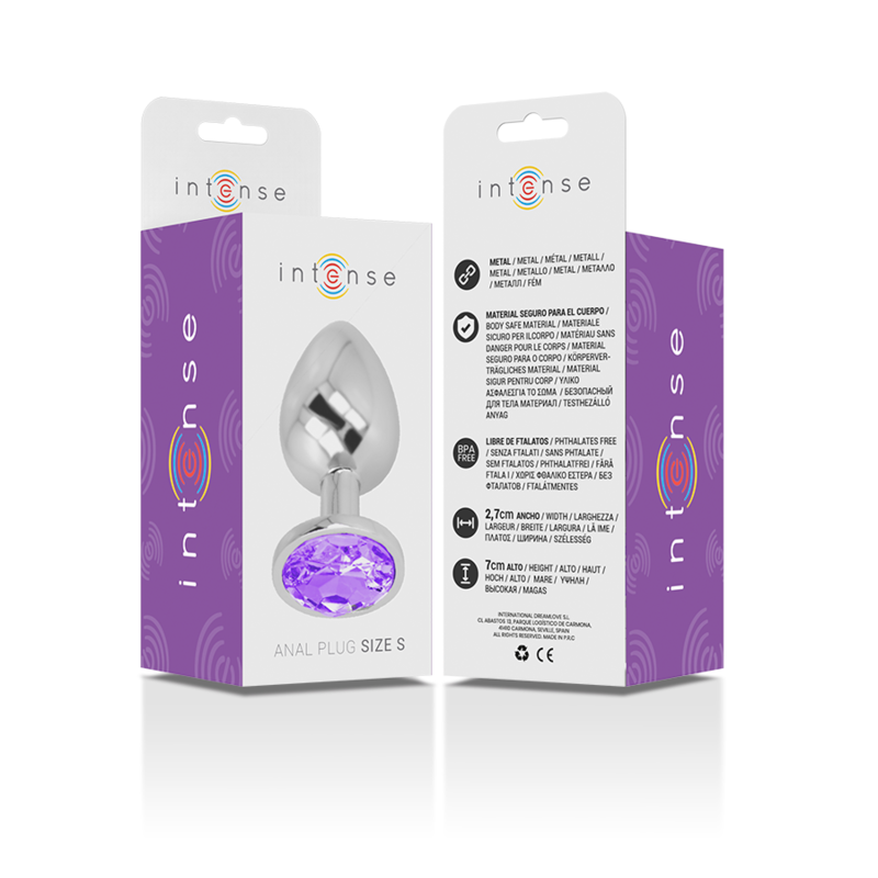 INTENSE - PLUG ANALE IN METALLO ALLUMINIO CON CRISTALLO VIOLA MISURA S – Tappi anali – foto 6