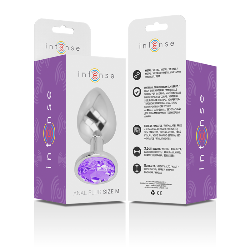 INTENSE - PLUG ANALE IN METALLO ALLUMINIO CON CRISTALLO VIOLA TAGLIA M – Tappi anali – foto 6