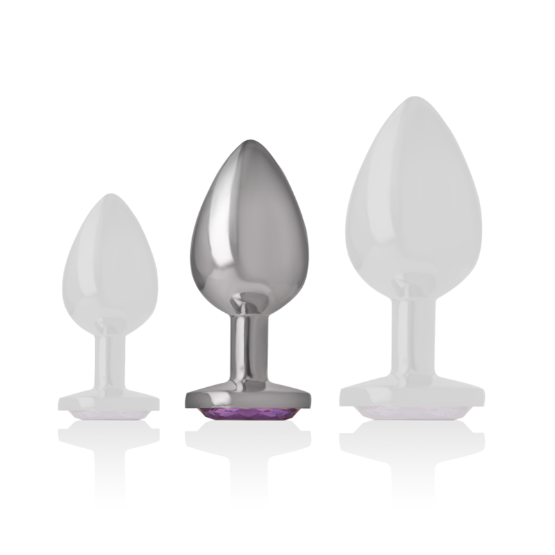 INTENSE - PLUG ANALE IN METALLO ALLUMINIO CON CRISTALLO VIOLA TAGLIA M – Tappi anali – foto 5