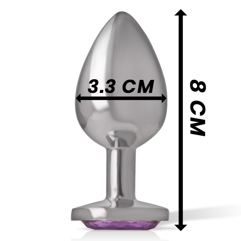 INTENSE - PLUG ANALE IN METALLO ALLUMINIO CON CRISTALLO VIOLA TAGLIA M – Tappi anali – foto 4