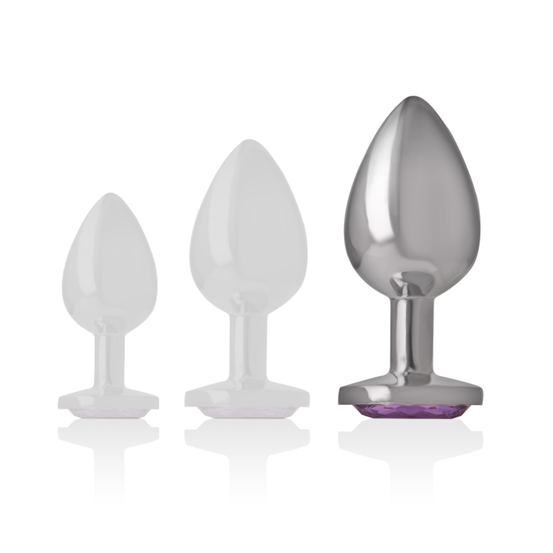INTENSE - PLUG ANALE IN METALLO ALLUMINIO CON CRISTALLO VIOLA MISURA L – Tappi anali – foto 5
