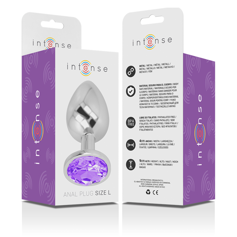 INTENSE - PLUG ANALE IN METALLO ALLUMINIO CON CRISTALLO VIOLA MISURA L – Tappi anali – foto 6