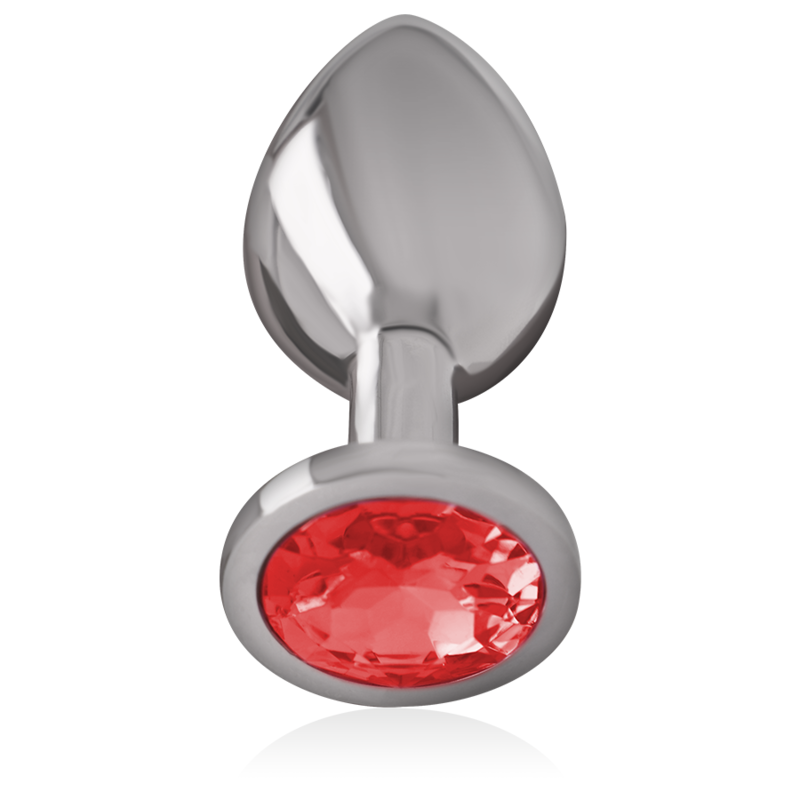 INTENSE - PLUG ANALE IN METALLO ALLUMINIO CON CRISTALLO ROSSO MISURA S – Tappi anali – foto 2