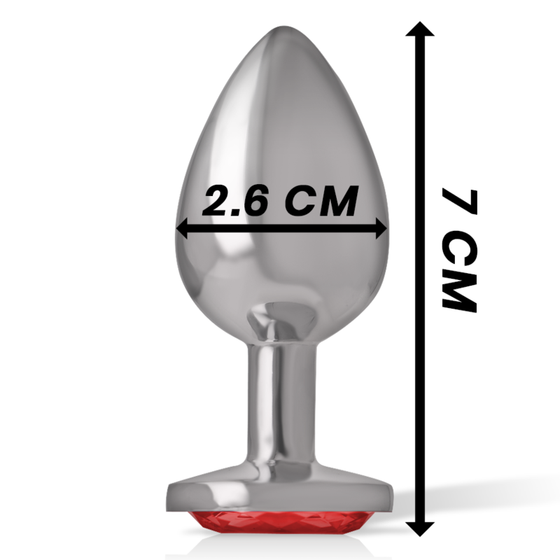 INTENSE - PLUG ANALE IN METALLO ALLUMINIO CON CRISTALLO ROSSO MISURA S – Tappi anali – foto 4