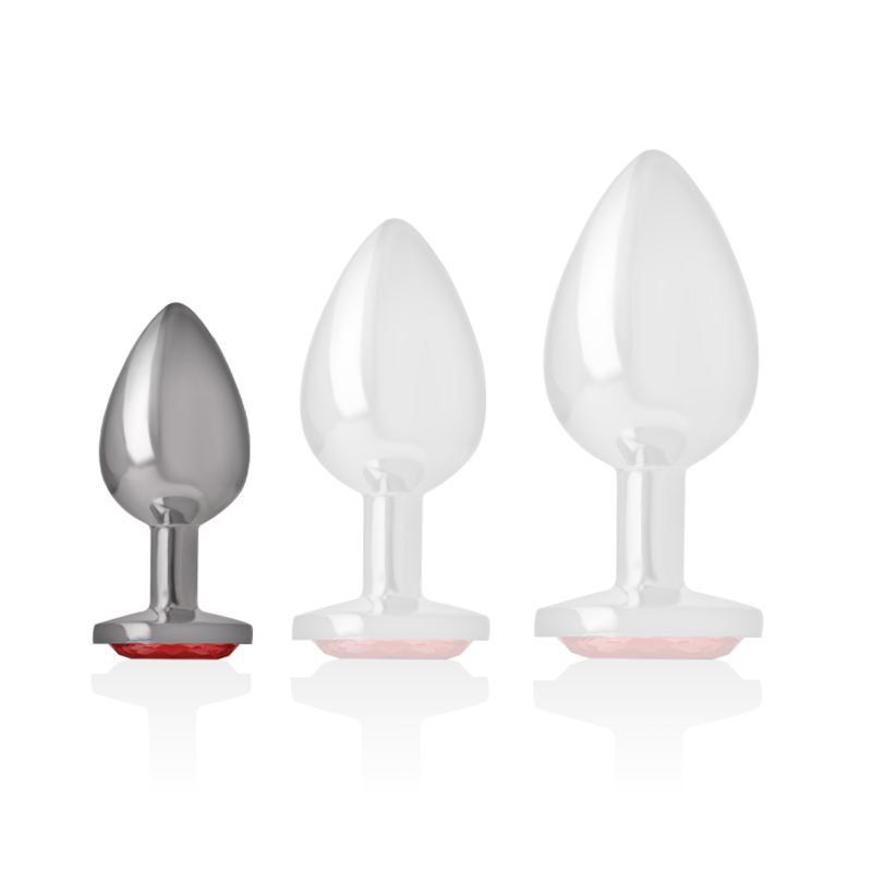 INTENSE - PLUG ANALE IN METALLO ALLUMINIO CON CRISTALLO ROSSO MISURA S – Tappi anali – foto 5