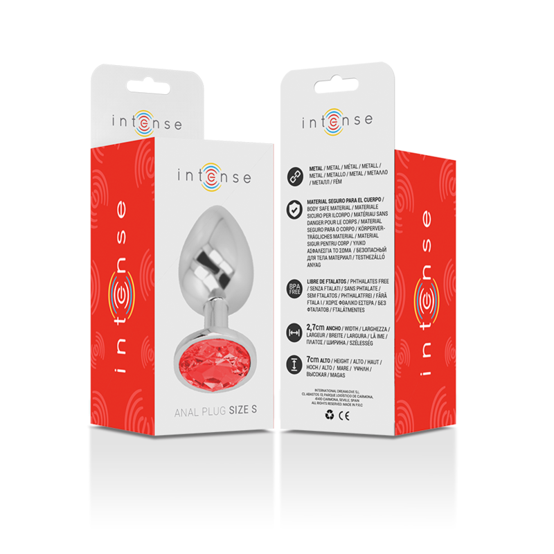 INTENSE - PLUG ANALE IN METALLO ALLUMINIO CON CRISTALLO ROSSO MISURA S – Tappi anali – foto 6