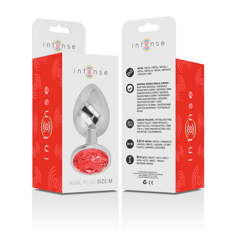 INTENSE - PLUG ANALE IN METALLO CON CRISTALLO ROSSO MISURA M – Tappi anali – foto 6