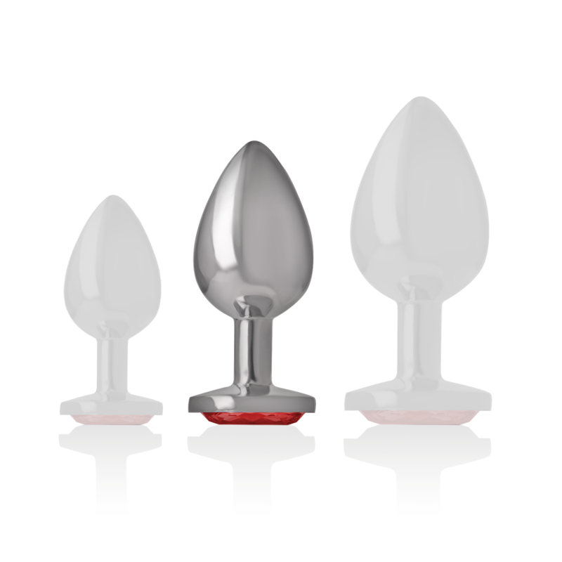 INTENSE - PLUG ANALE IN METALLO CON CRISTALLO ROSSO MISURA M – Tappi anali – foto 5