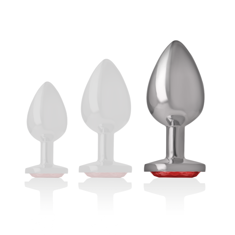 INTENSE - PLUG ANALE IN METALLO ALLUMINIO CON CRISTALLO ROSSO MISURA L – Tappi anali – foto 5