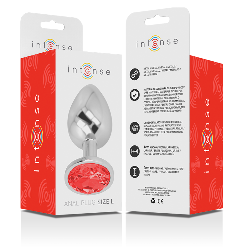 INTENSE - PLUG ANALE IN METALLO ALLUMINIO CON CRISTALLO ROSSO MISURA L – Tappi anali – foto 6