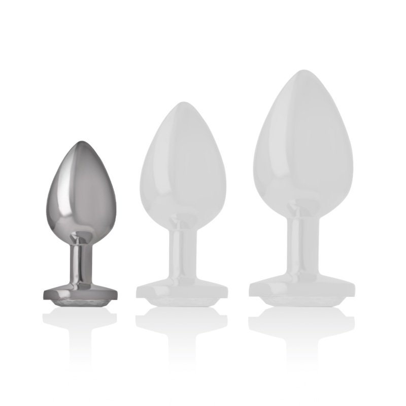 INTENSE - PLUG ANALE IN METALLO ALLUMINIO CON CRISTALLO ARGENTO MISURA S – Tappi anali – foto 3